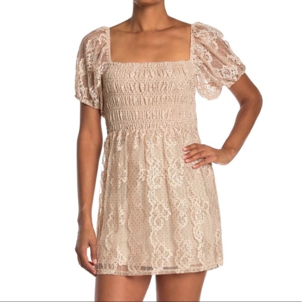 NSR Lace Smocked Mini Dress